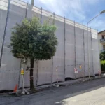 Ponteggi a San Severino, via Dante Alighieri
