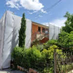 Ponteggi a San Severino, via Dante Alighieri